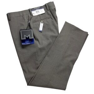 Michael Strahan Collection Tan Glen Plaid Modern Fit Stretch Dress Pants 32x32